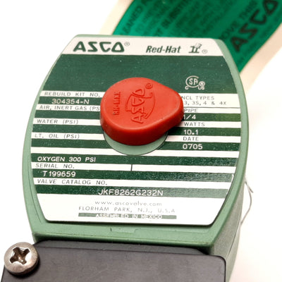 Used Asco JKF8262G232N Solenoid Valve, Voltage: 110/120VAC, Pressure 100psi, 1/4" NPT
