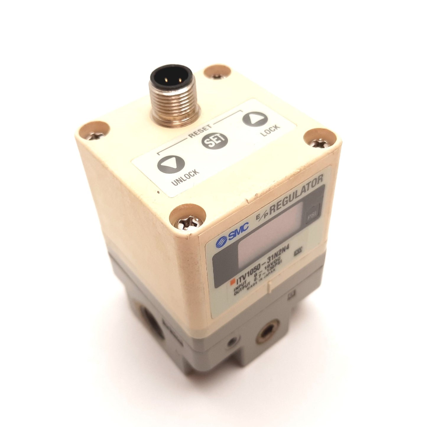 Used SMC ITV1050-31N2N4 Electro-Pneumatic Regulator, In: 0-10VDC, Out: 0.7-130psi