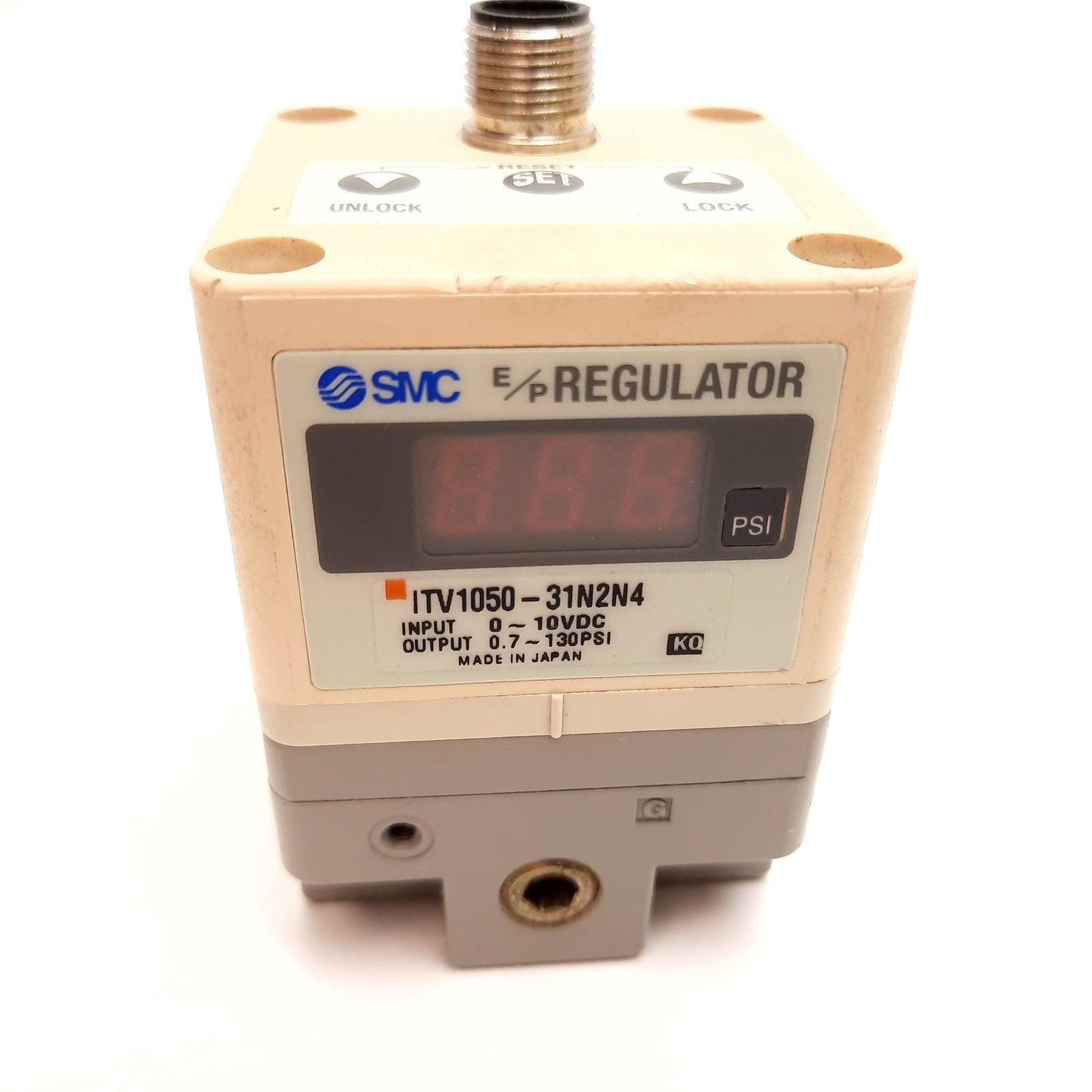Used SMC ITV1050-31N2N4 Electro-Pneumatic Regulator, In: 0-10VDC, Out: 0.7-130psi