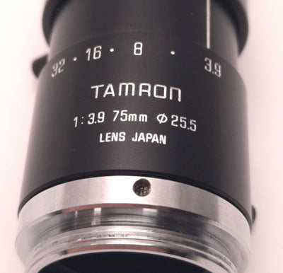 Used Tamron Japan 23FM75L C-Mount Camera CCTV Lens 75mm F/3.9 1:3.9 with Iris Lock