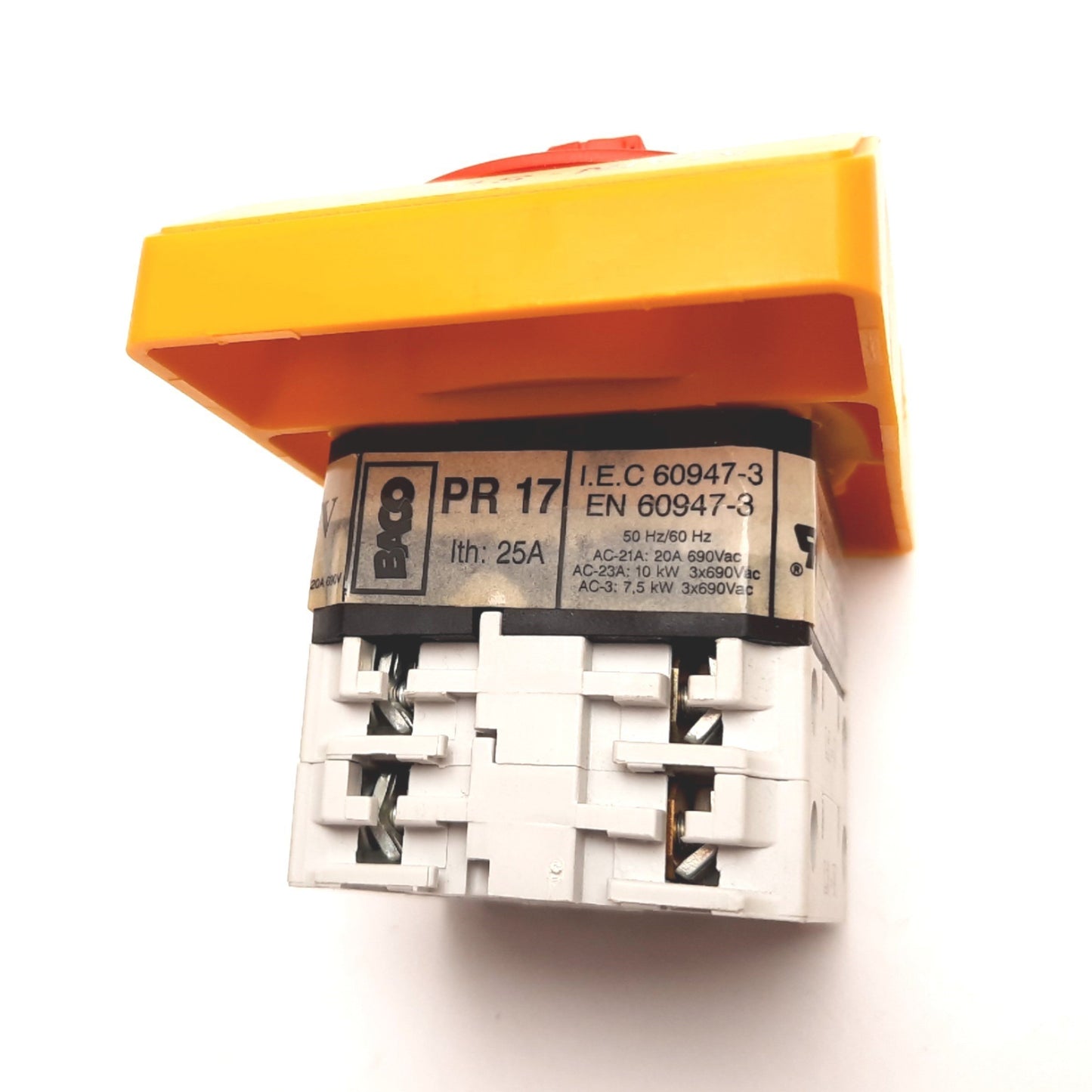 Used Baco SS3EV493A PR17 Rotary Disconnect Switch, 3-Pole, Rating: 25A 600VAC