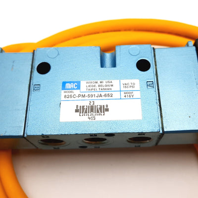 New MAC 825C-PM-591JA-652 Solenoid Valve, 3-Position 5-Port, 24VDC, 25-150psi