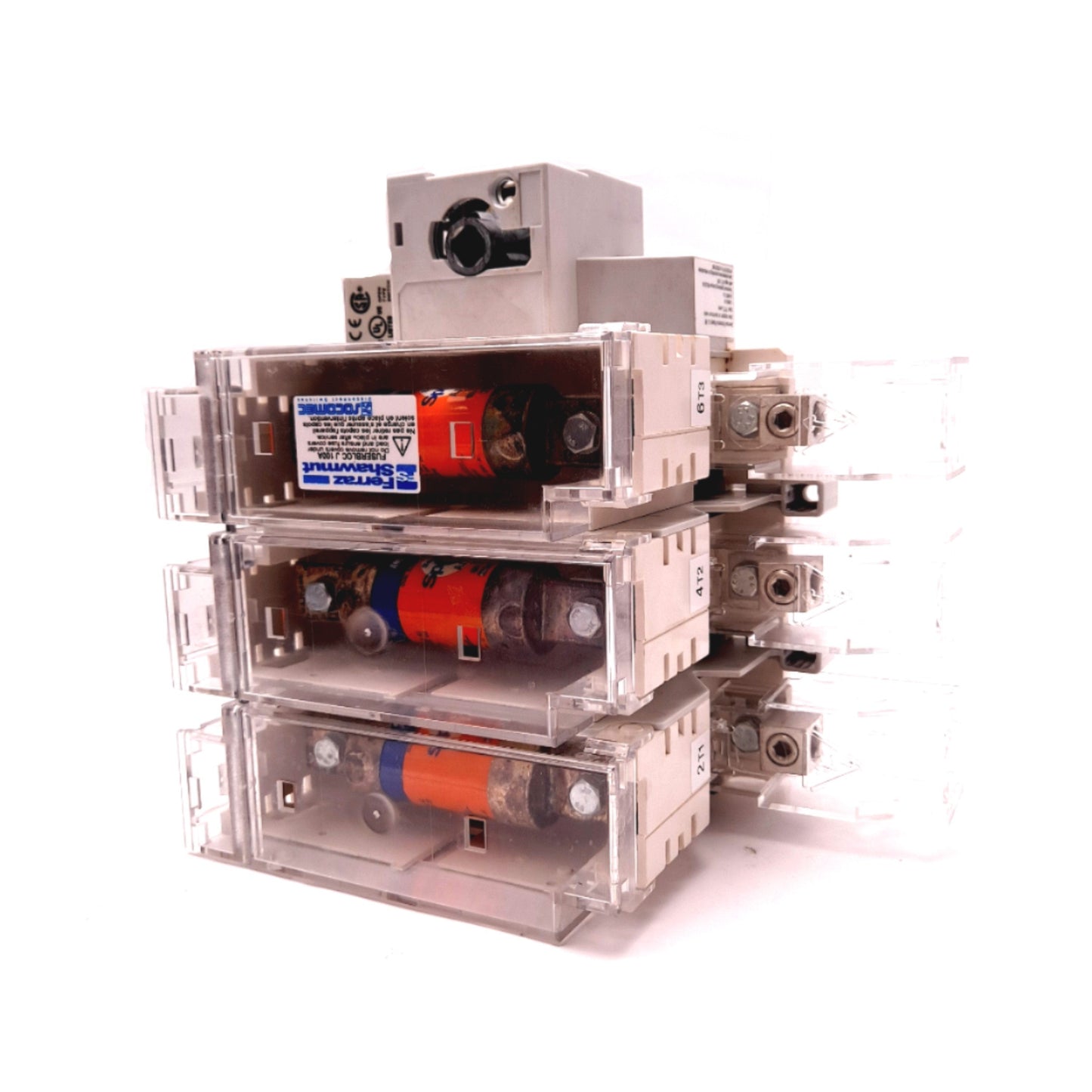 Used Ferraz Shawmut FBJ100 Fusible Rotary Disconnect Switch 600VAC 25VDC 100A 3 Pole