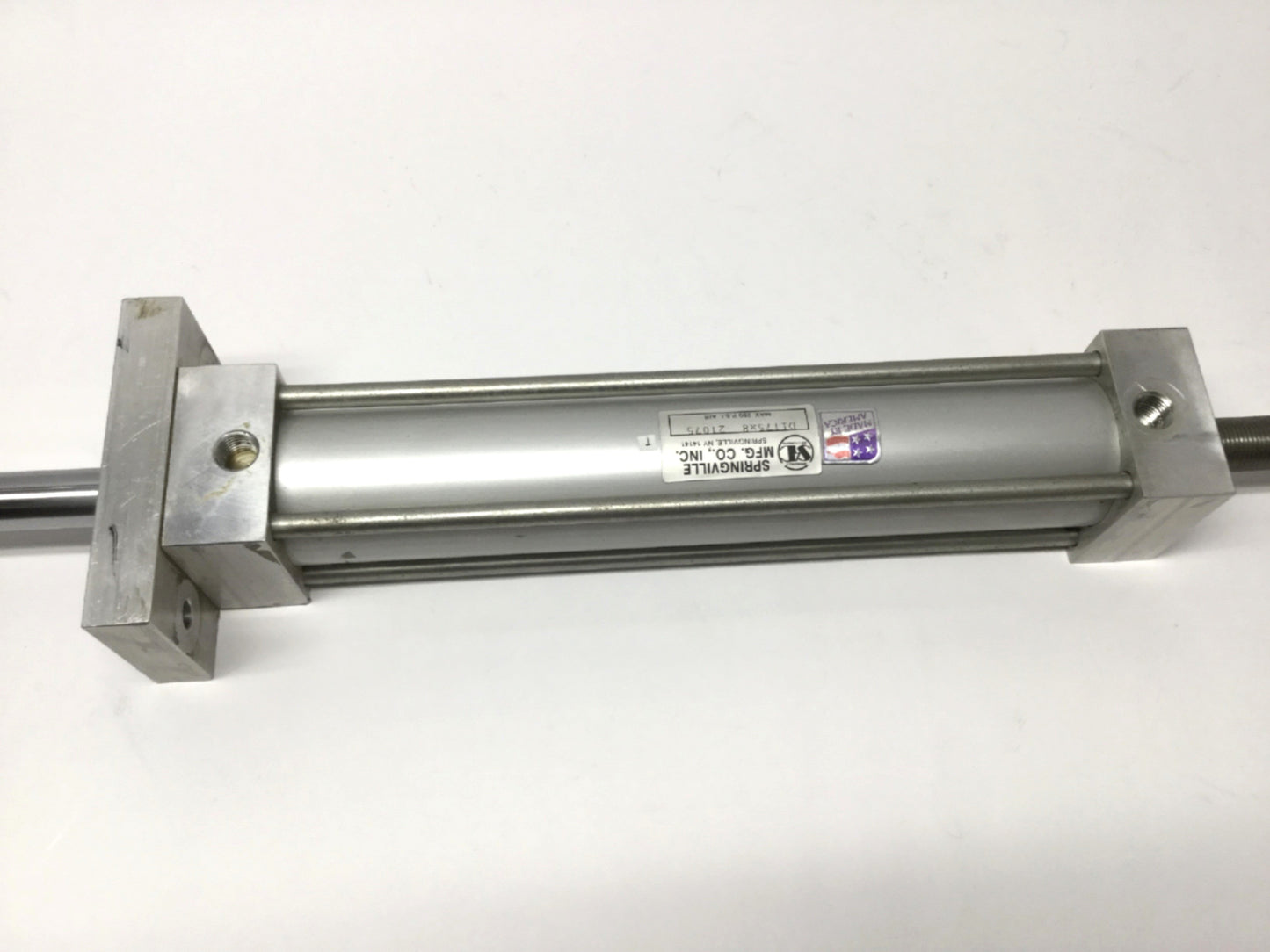 Used Springville DI175x8 Double-Rod Air Cylinder 1.75" Bore, 8" Stroke, 1/4" NPT