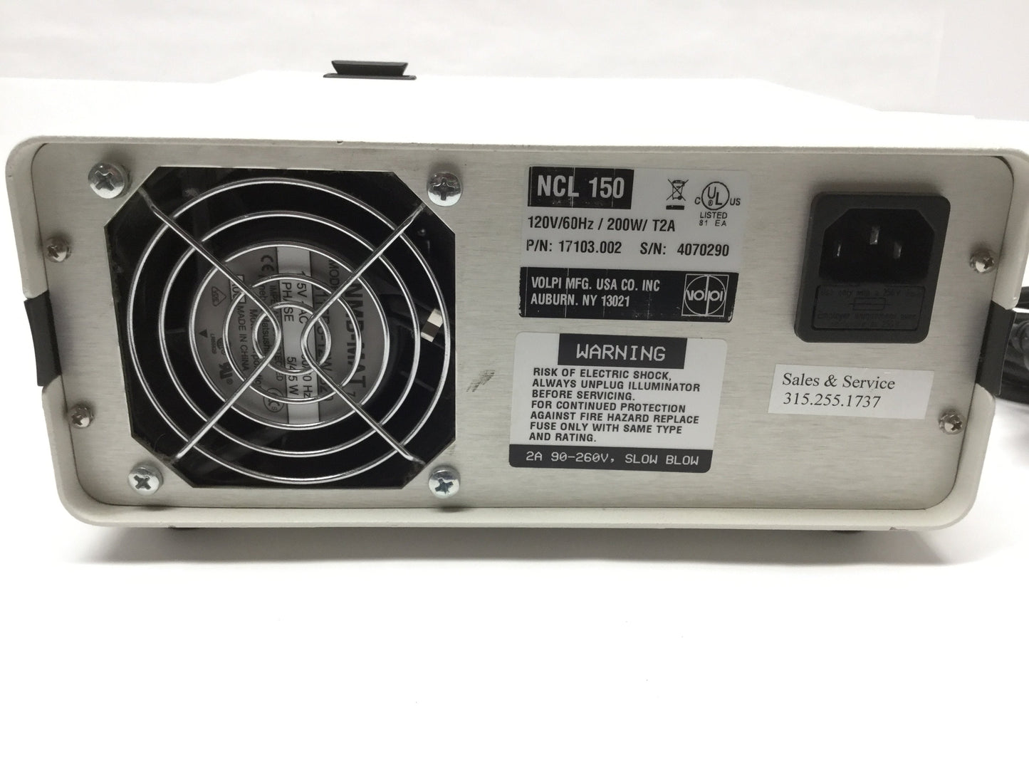 Used Volpi 17103.002 NCL 150 Fiber Optic Microscope Illuminator, 120VAC, EKE Lamp