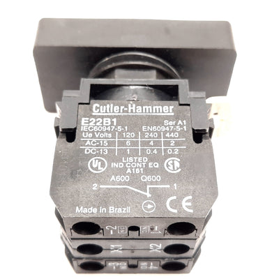 Used Eaton E22DB1B20X11C Illuminated Double Headed Pushbutton, Green Red, N/O N/C