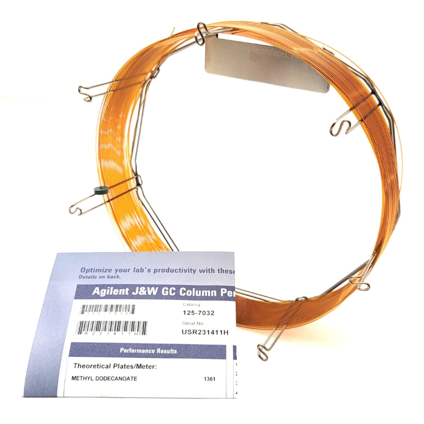 Used Agilent 125-7032 J&W DB-WAX Gas Chromatograph Column 30m, 1µm, 0.53mm, 7" Cage