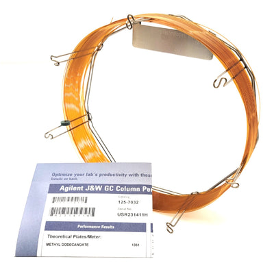 Used Agilent 125-7032 J&W DB-WAX Gas Chromatograph Column 30m, 1µm, 0.53mm, 7" Cage