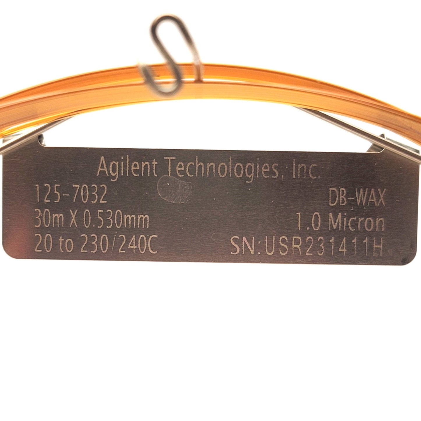 Used Agilent 125-7032 J&W DB-WAX Gas Chromatograph Column 30m, 1µm, 0.53mm, 7" Cage