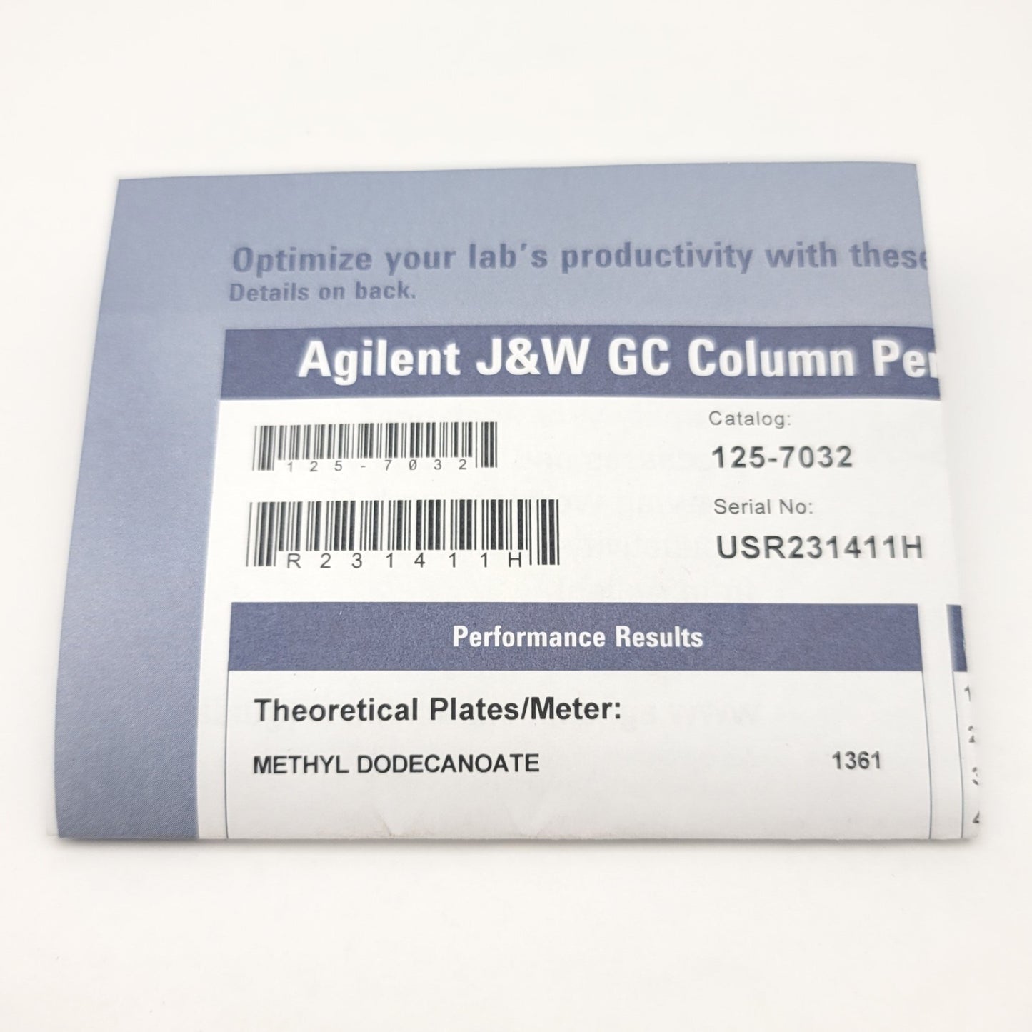 Used Agilent 125-7032 J&W DB-WAX Gas Chromatograph Column 30m, 1µm, 0.53mm, 7" Cage