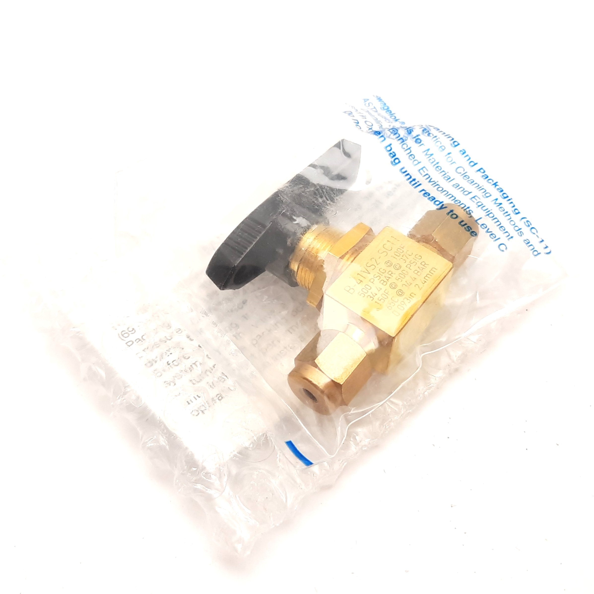 Swagelok B-41VS2-SC11 1-Piece Ball Valve, 500psi, 1/8