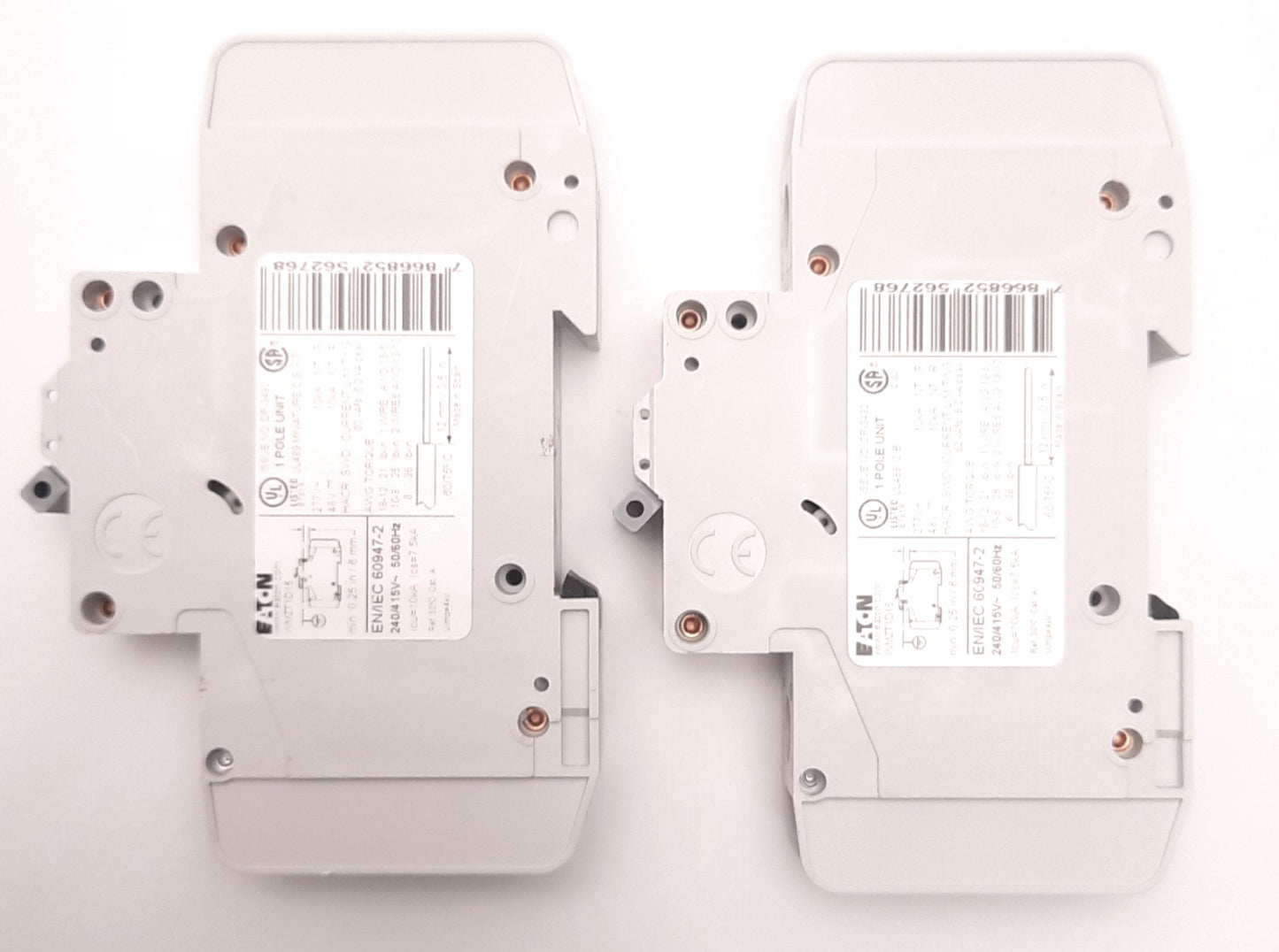 Used Lot of 2 Eaton WMZT1D15 Circuit Breaker Single-Pole 277/480v AC 15A, Din Mount
