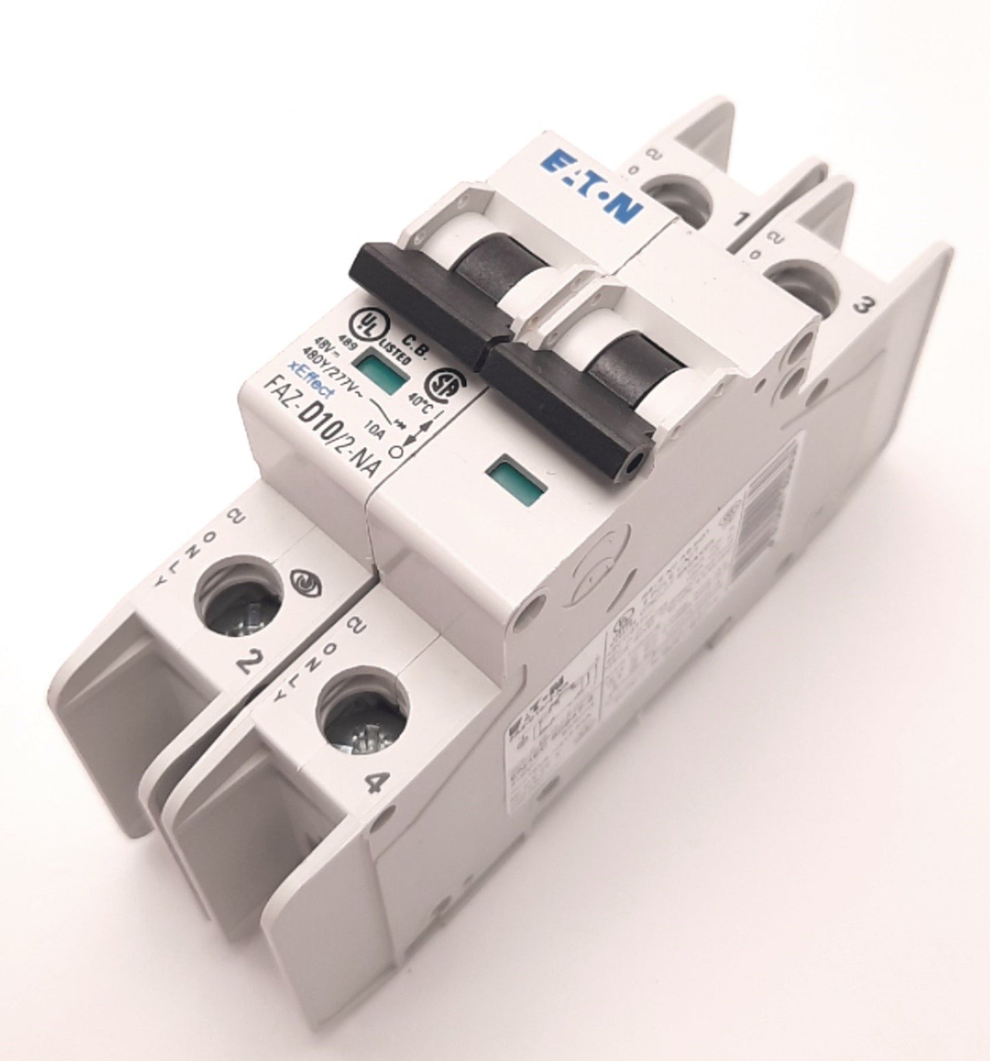 Used Eaton FAZ-D10/2-NA Circuit Breaker Two-Pole, 15A, 415v AC, 60v DC, DIN Mount