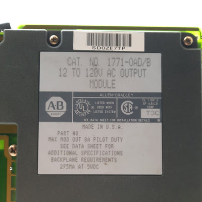 Used Allen Bradley 1771-OAD/B AC Output I/O Module, 18 Points, 12-120VAC