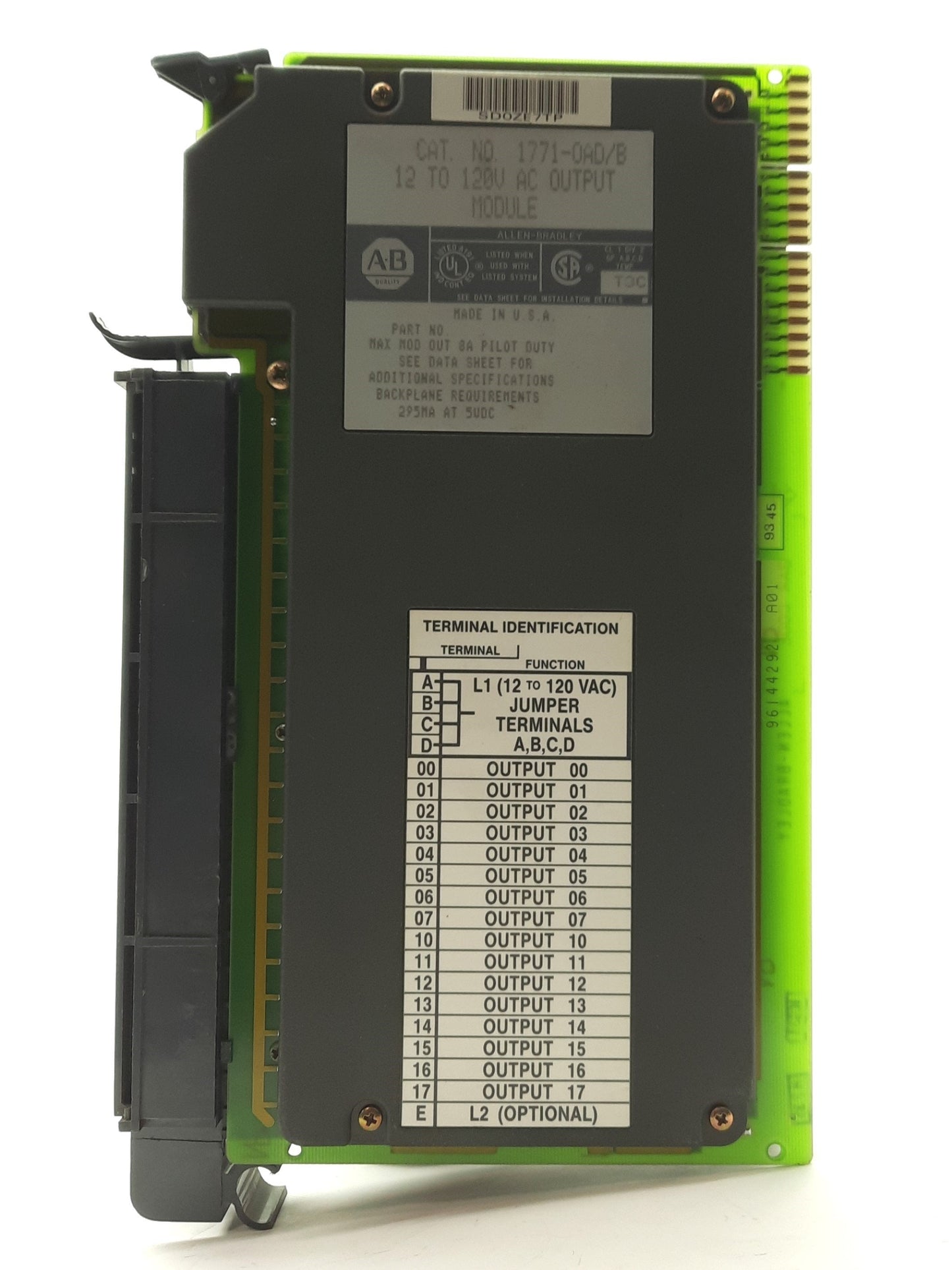 Used Allen Bradley 1771-OAD/B AC Output I/O Module, 18 Points, 12-120VAC