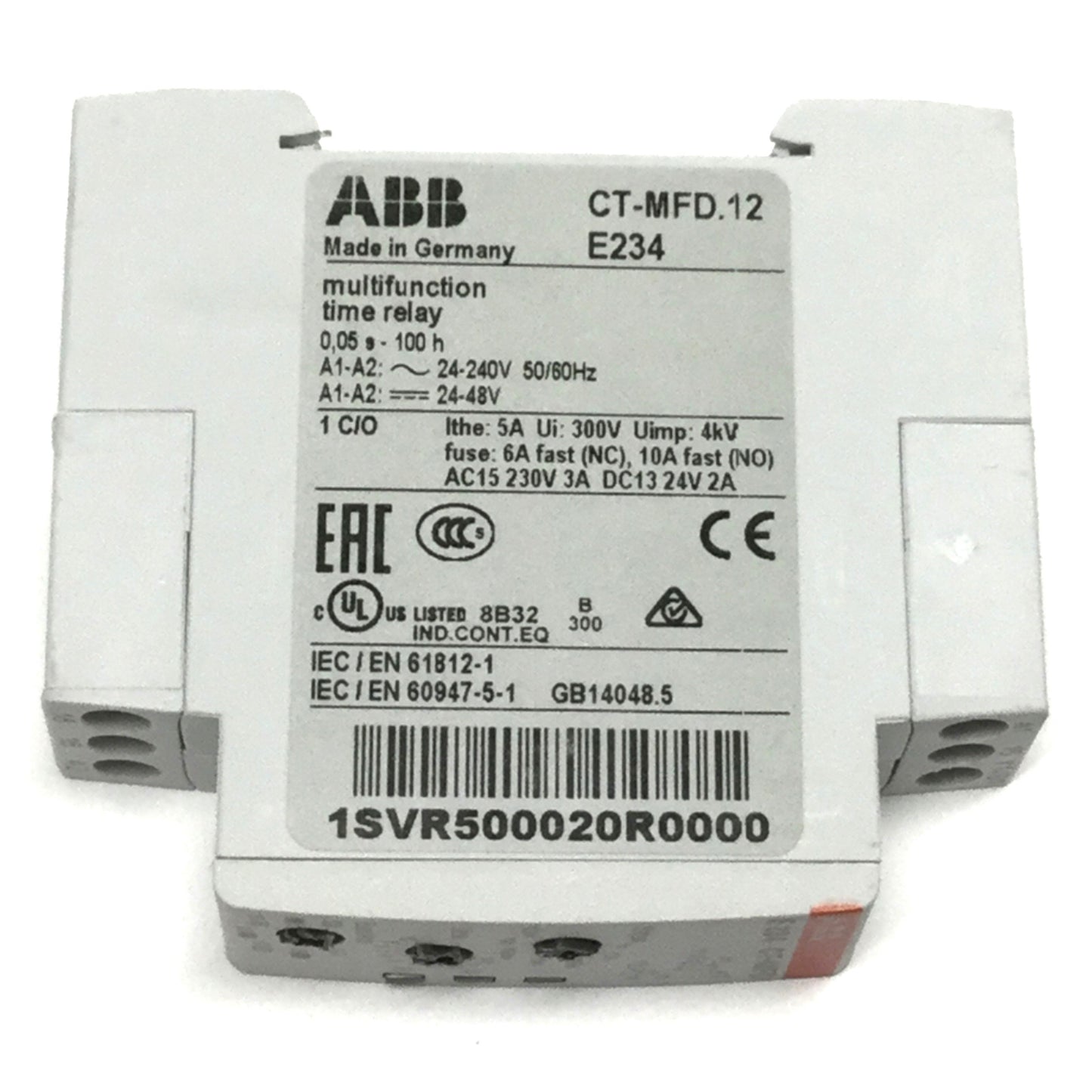 Used ABB CT-MFD.12 Multi-Function Timer Relay 24-48VDC 12-240VAC, 0.05s to 100h, SPDT