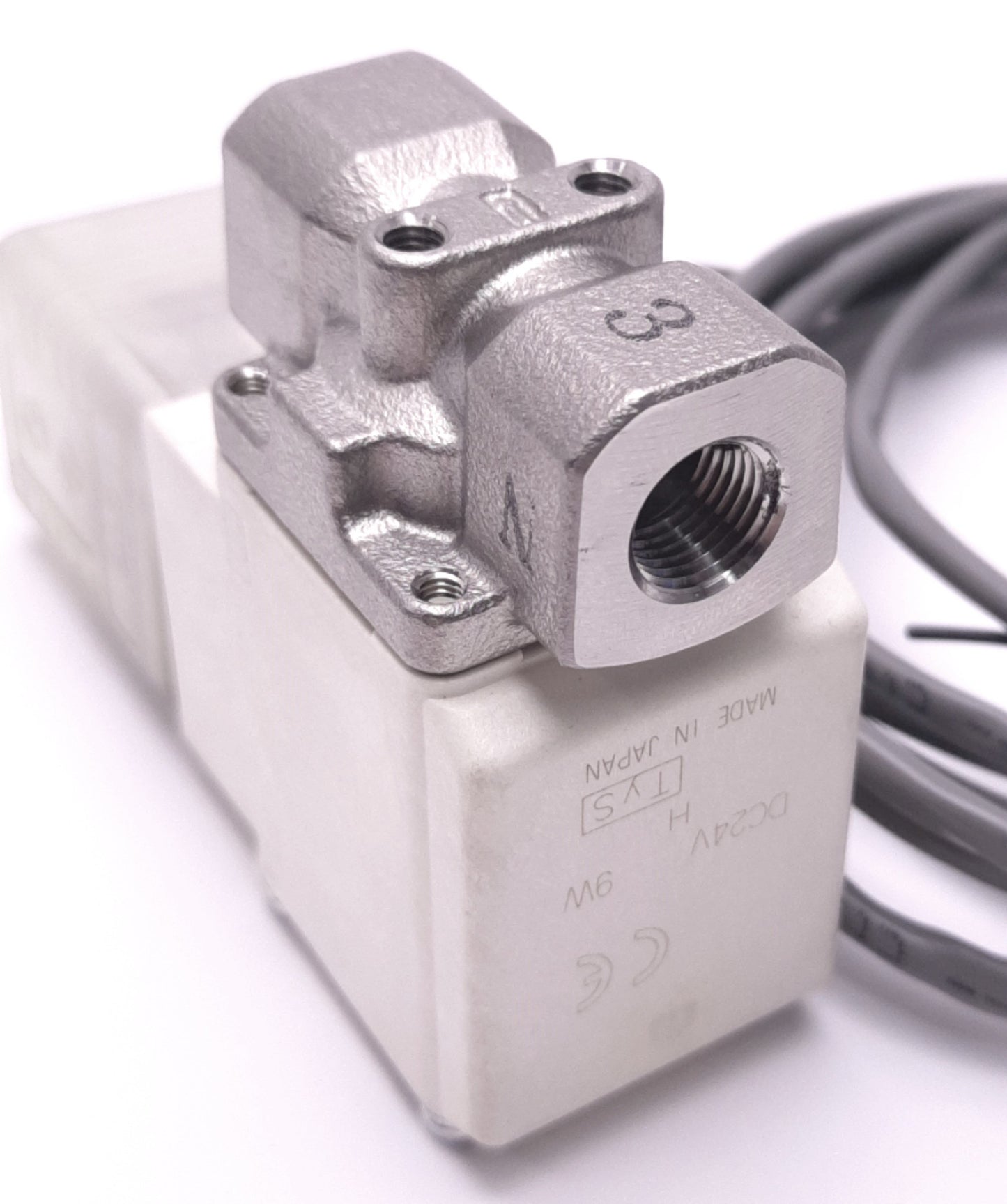 Used SMC VX215JZ2AEXB Solenoid Valve Steam, 1/8" NPT, 2-Way, N.C., 24v DC, 0.6MPa Max