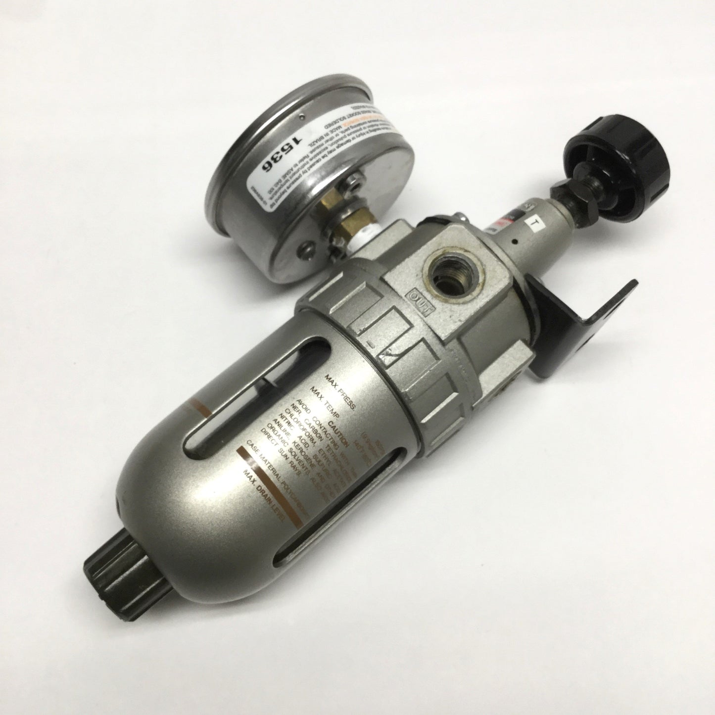 Used SMC NAW211-N02 Relieving Air Filter/Regulator, 1/4" NPT, 7-120psi w/160psi Gauge