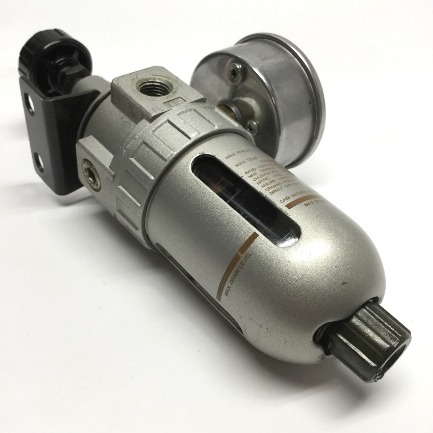 Used SMC NAW211-N02 Relieving Air Filter/Regulator, 1/4" NPT, 7-120psi w/160psi Gauge