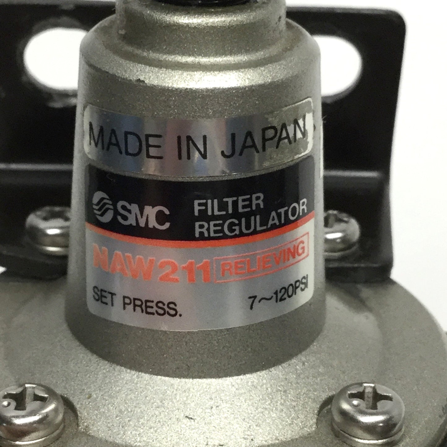 Used SMC NAW211-N02 Relieving Air Filter/Regulator, 1/4" NPT, 7-120psi w/160psi Gauge