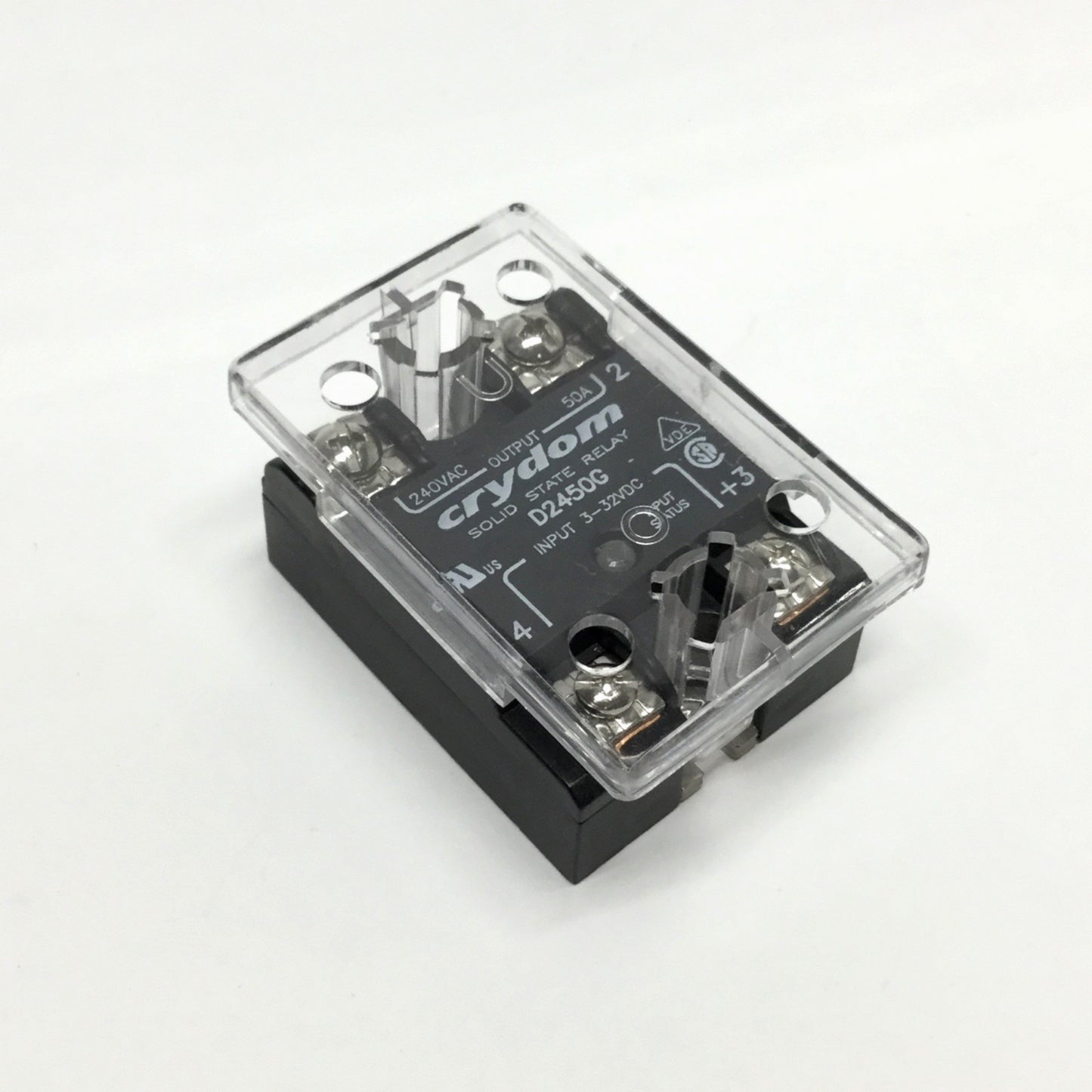 Used Crydom D2450G Solid State Relay SSR, 3-32VDC Control Input, 240VAC 50A Output