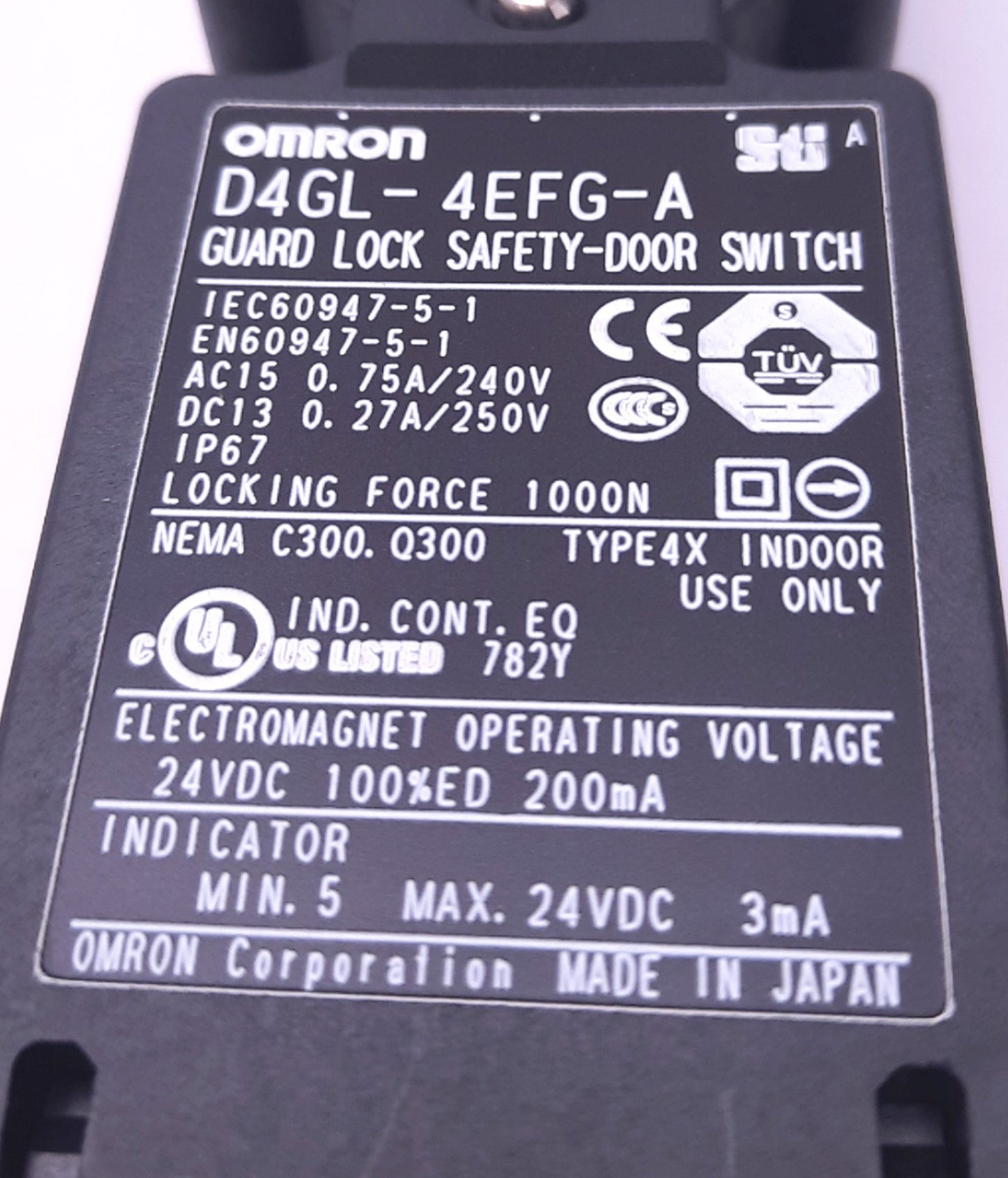 Used Omron D4GL-4EFG-A Safety Door Switch 2NC/1NO+1NC/1NO, 24v DC, M20, 1000N