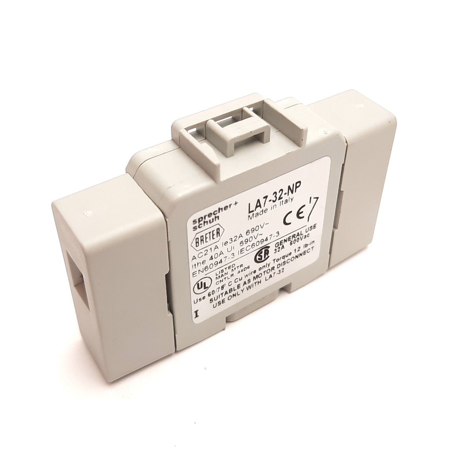 Used Sprecher Schuh LA7-32-NP Auxiliary Contact For LA7-32 Disconnect Switch, 32A