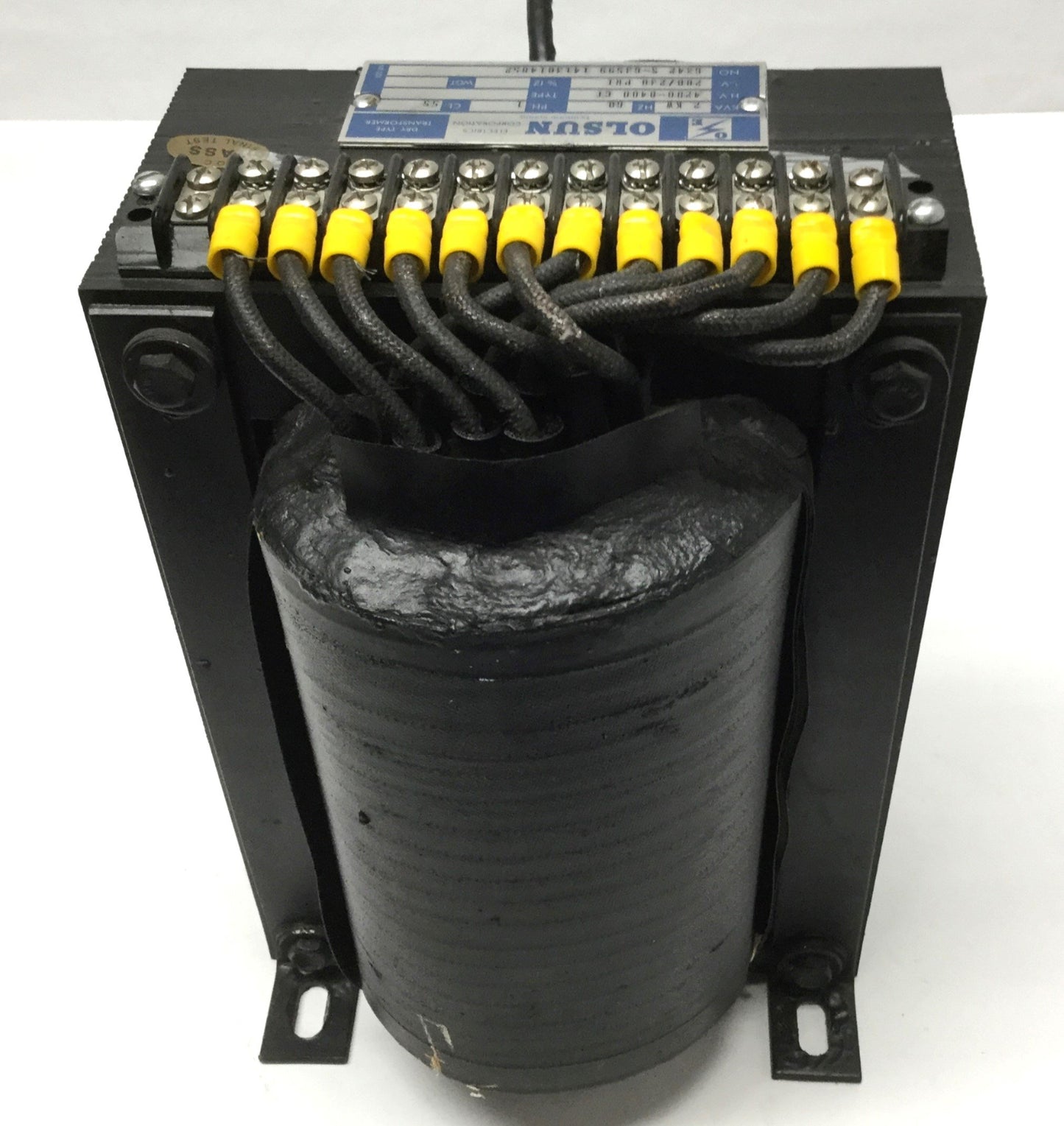 Used Olsun Dry Type Transformer, 2kVA, 4200-8400V CT High, 208/230V Low, 60Hz 1-Phase