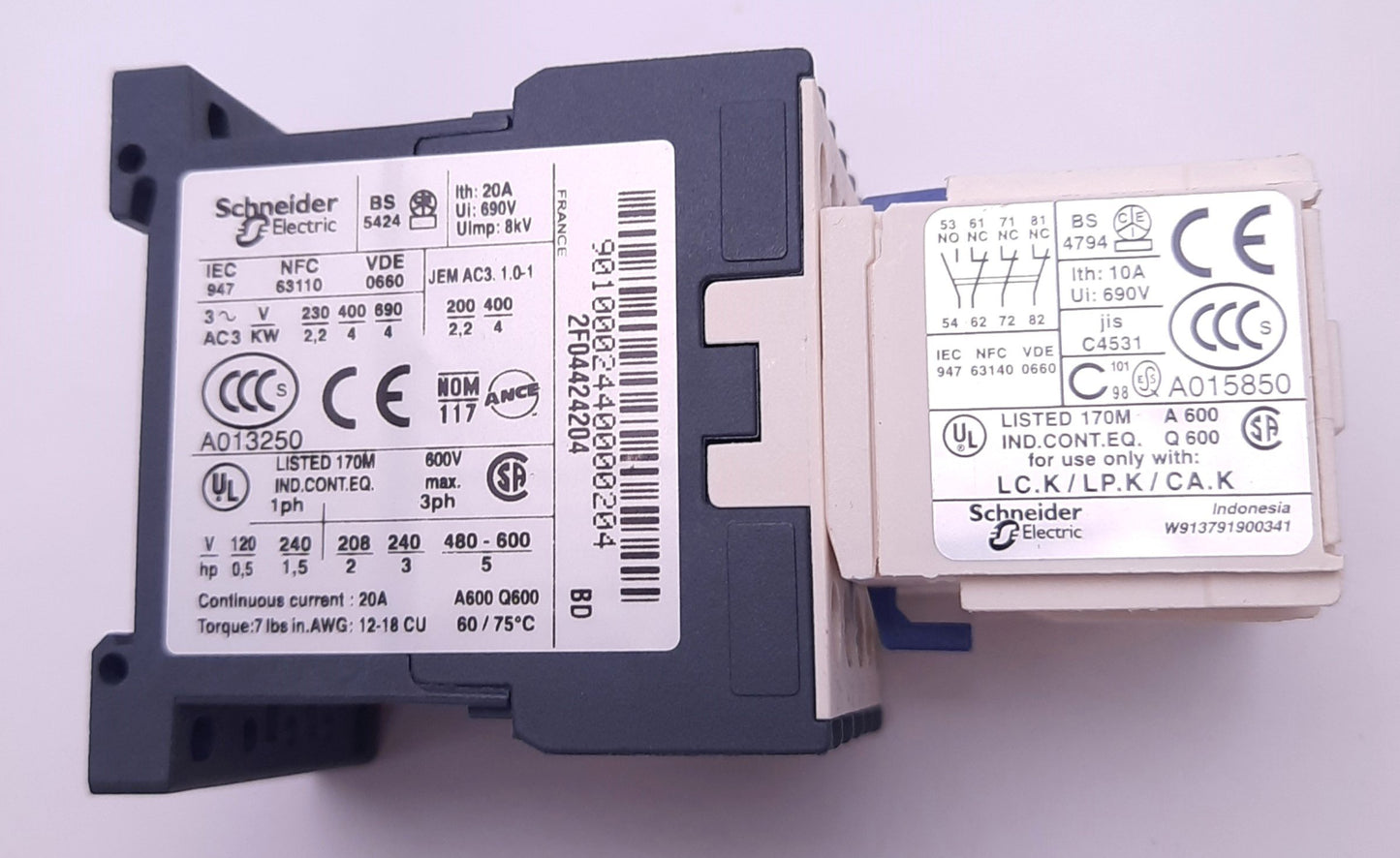 Used Schneider Electric LP1K0901BD/LA1KN13/LA4KC Contactor 24v DC 9A, 3 Pole, 3 NO