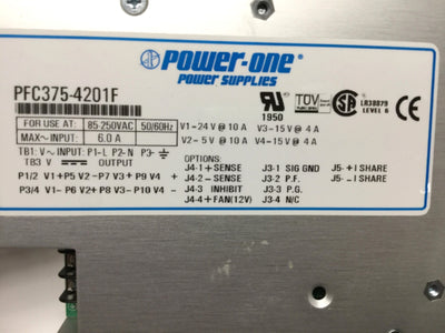 Used Bel-Power PFC375-4201F AC-DC Power Supply 85-264VAC In, 24VDC 10A Out, 375W