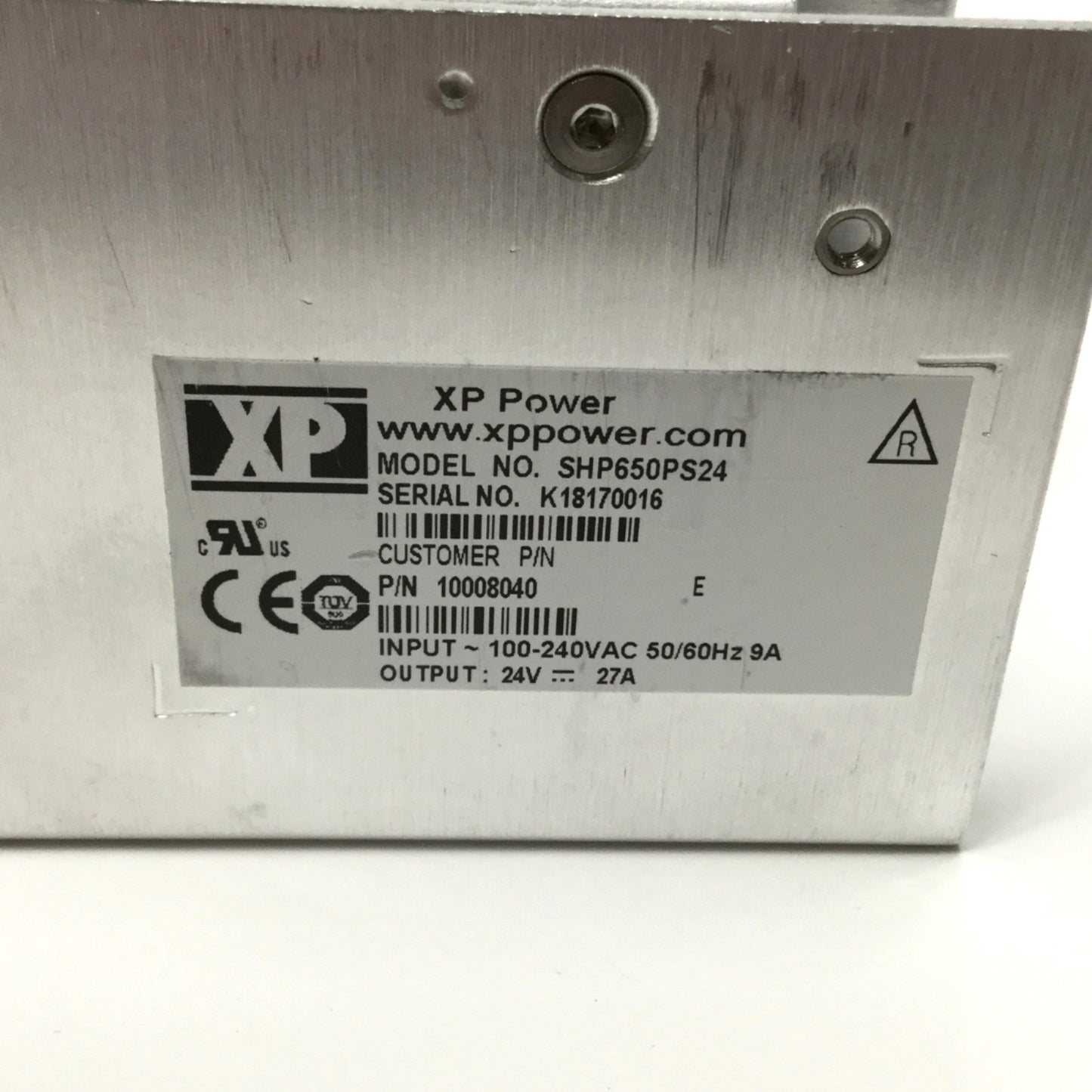 Used XP SHP650PS24-TF Power Supply, w/Top Fan, 100-240VAC In, 24VDC 27A Out, 650W