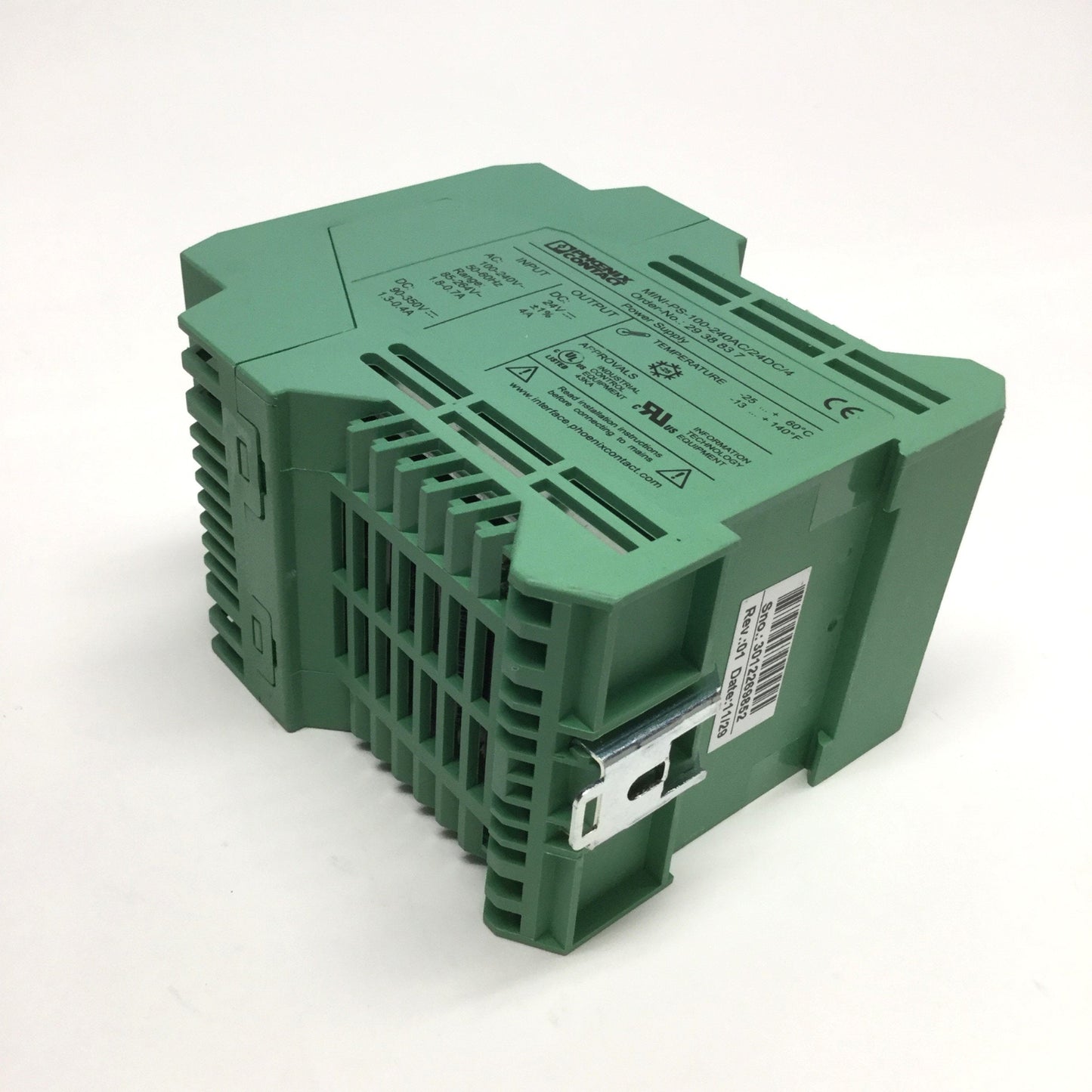 Used Phoenix Contact MINI-PS-100-240AC/24DC/4 Power Supply DIN Unit 24VDC, 4A