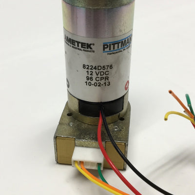 Used Ametek Pittman 8224D576 DC Brush Servo Motor, 12VDC, 96 Counts/Rev Encoder
