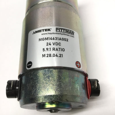 Used Ametek Pittman MGM14631A002 DC Brush Gearmotor, 24VDC, 5.9:1 Ratio, 124oz-in