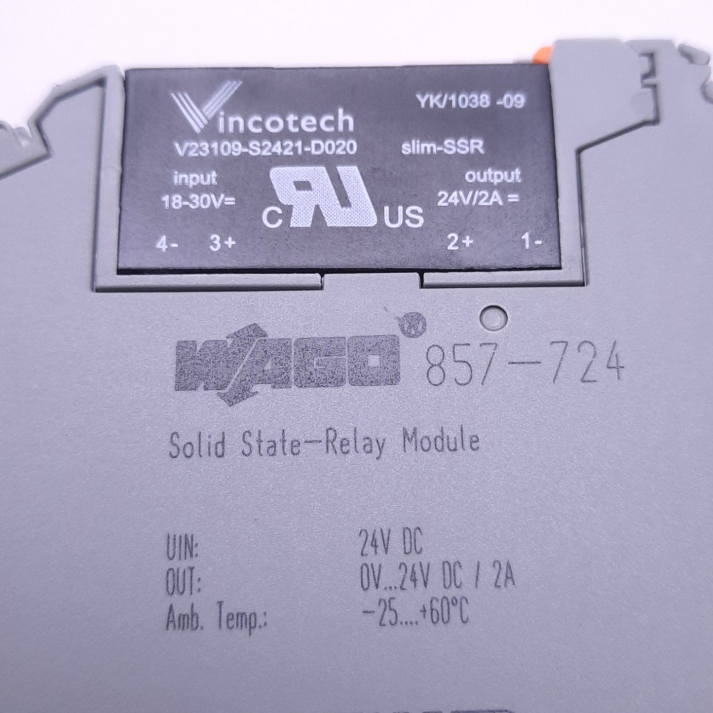 Used Lot of 6 Wago 857-724 V23109-S2421-D020 Solid State Relay & Module, 24v DC 7mA