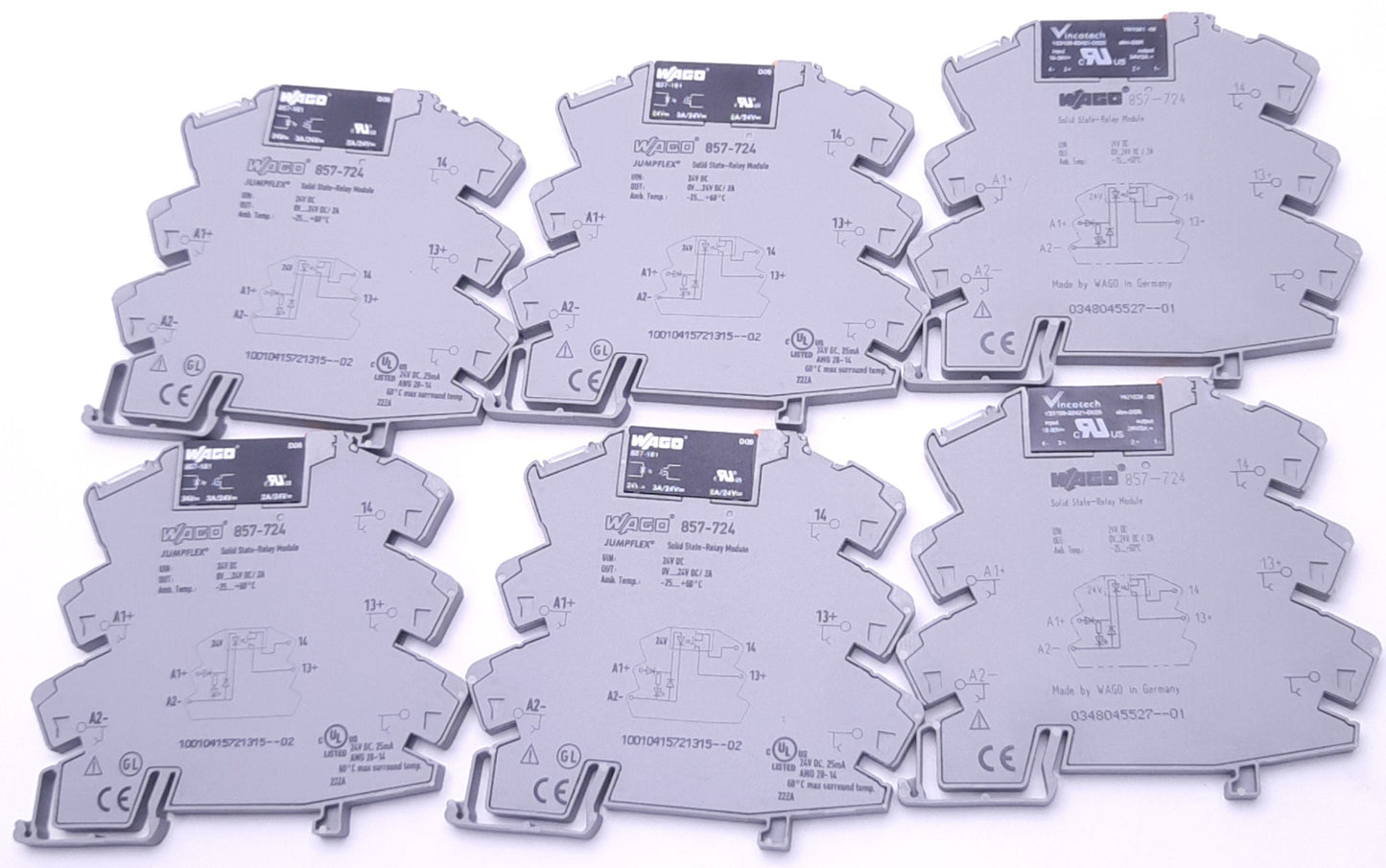 Used Lot of 6 Wago 857-724 V23109-S2421-D020 Solid State Relay & Module, 24v DC 7mA