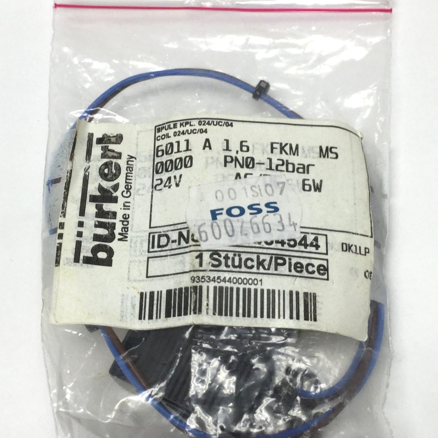 New – Open box Burkert 6011 A 1,6 FKM M5 Plunger Valve Replacement Solenoid Coil 24V AC/DC 6W