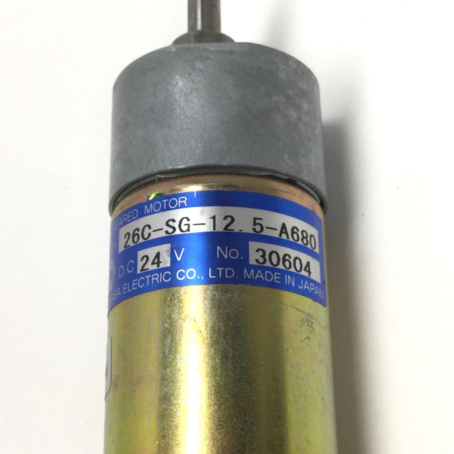 Used Tsukasa TG-26C-SG-12.5-A680 Brushed DC Gear Motor 24VDC, 12.5:1 Ratio