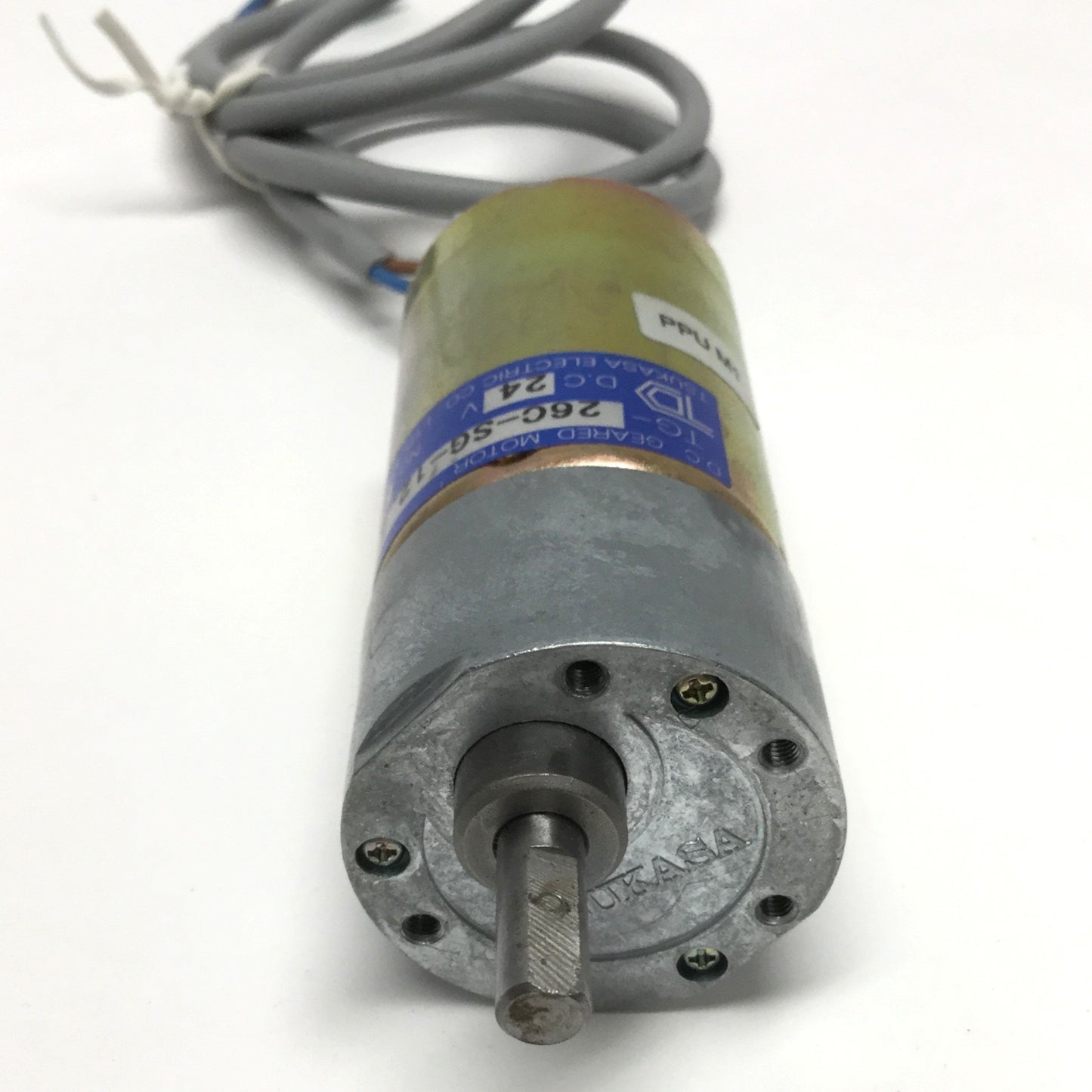 Used Tsukasa TG-26C-SG-12.5-A680 Brushed DC Gear Motor 24VDC, 12.5:1 Ratio