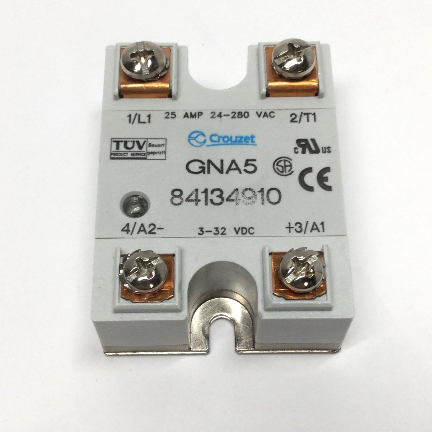 Used Crouzet GNA5 84134910 Solid State Relay SSR 25A, 3-32VDC Control, 280VAC Rating