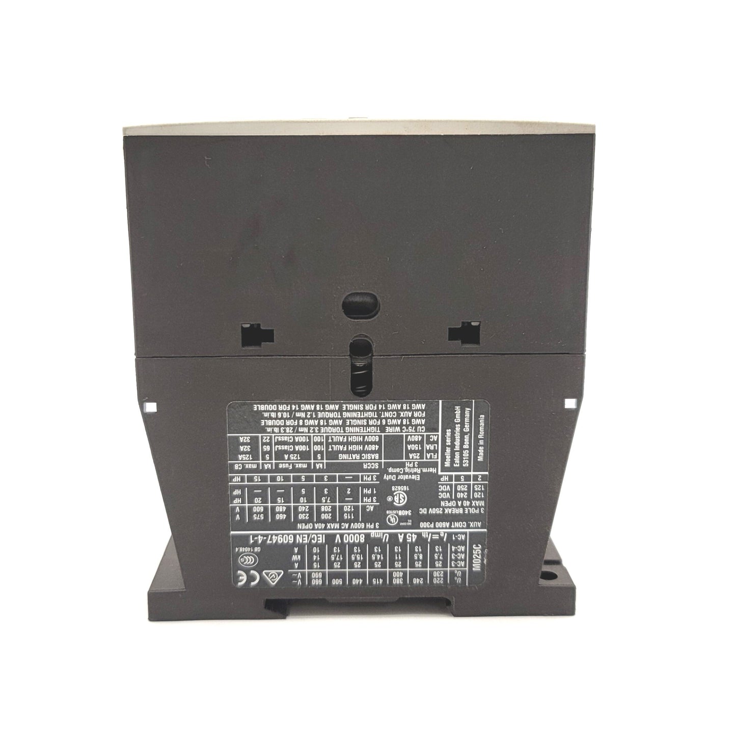 Used Eaton XTCE025C10 IEC Contactor 220-690VAC, 25A, 14kW, 20HP, 115VAC Coil, 3-Pole