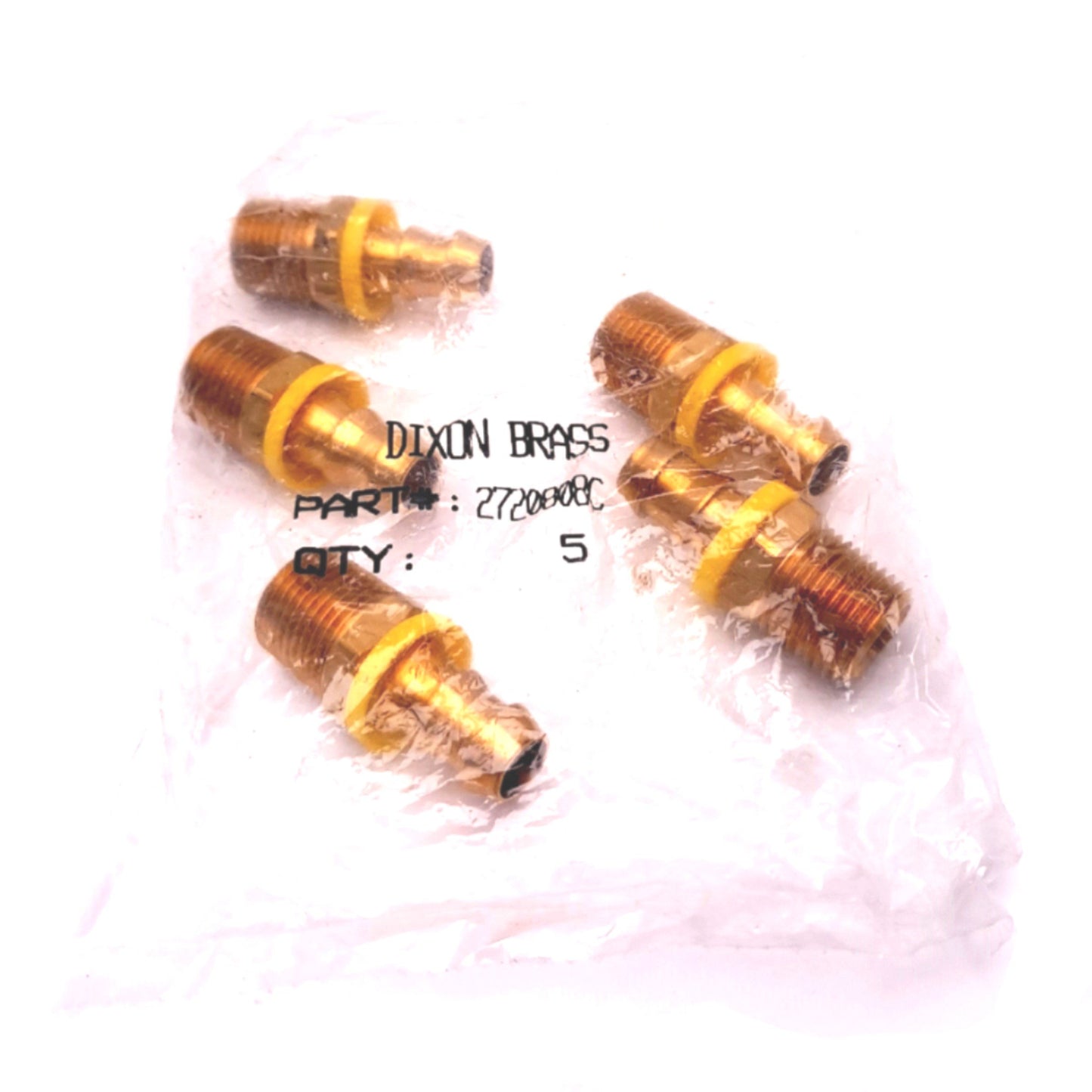 New Lot of 5 Dixon Brass 2720808C Push On Hose Barb Fitting 1/2"-14 Male NPTF 350PSI
