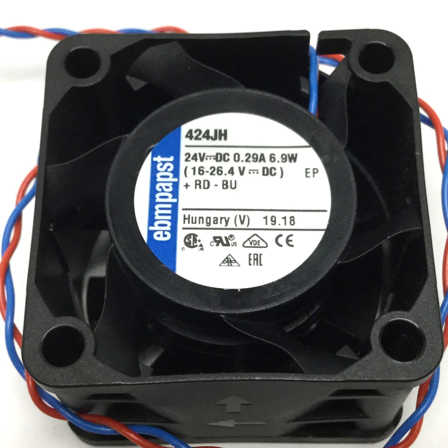 New – Open box ebmpapst 424JH Axial Cooling Fan, 24VDC, 22.4CFM, 40x40x28mm, 17200RPM