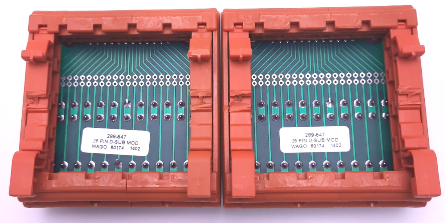 Used Lot of 2 Wago 289-547 D-Sub Module 100vAC/125vDC, 2A, 25 Pin, D-Sub to Terminal