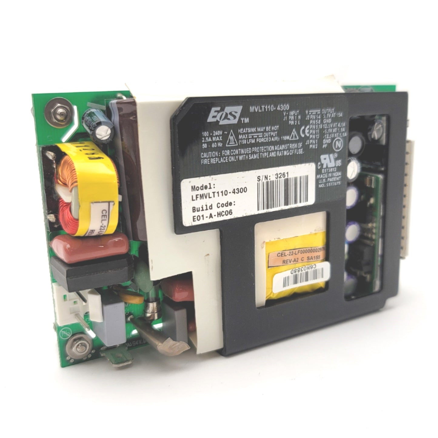 Used EOS LFMVLT110-4300 Medical Open Frame DC Power Supply, 100-240VAC, 110W