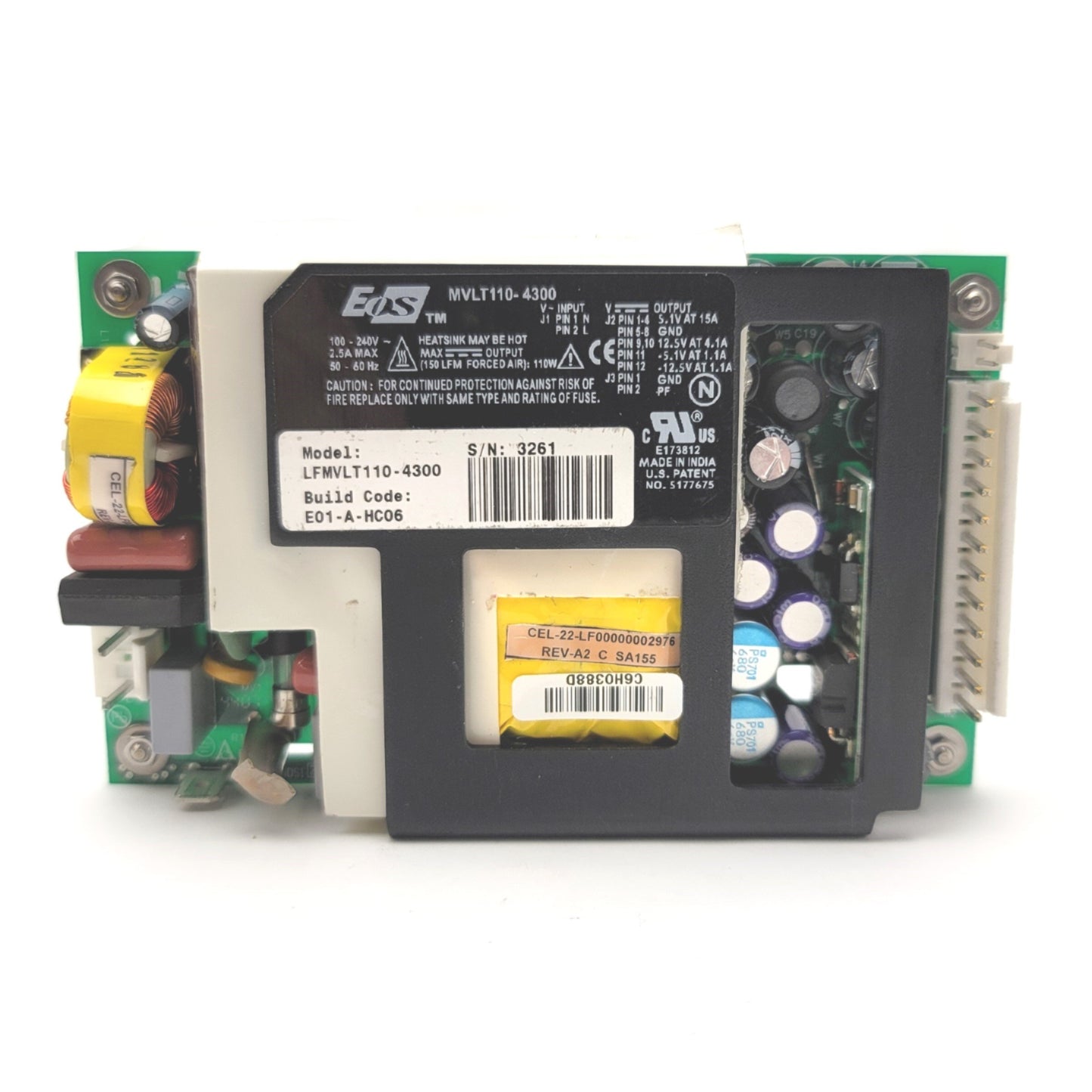 Used EOS LFMVLT110-4300 Medical Open Frame DC Power Supply, 100-240VAC, 110W