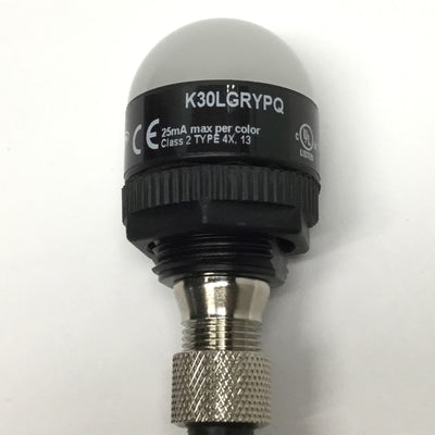 Used Banner K30LGRYPQ EZ-Light LED Indicator, 3-Color Green Red Yellow 30mm 10-30VDC