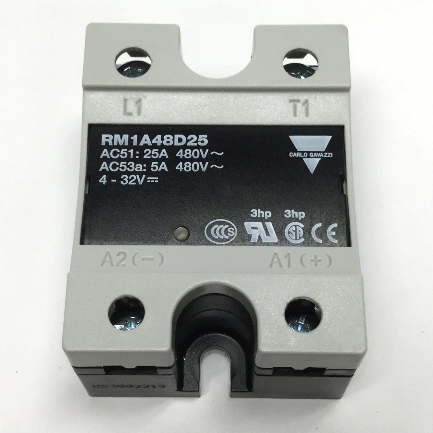 Used Carlo Gavazzi RM1A48D25 Solid State Relay SSR 4-32VDC Control, 480VAC 25A Rating