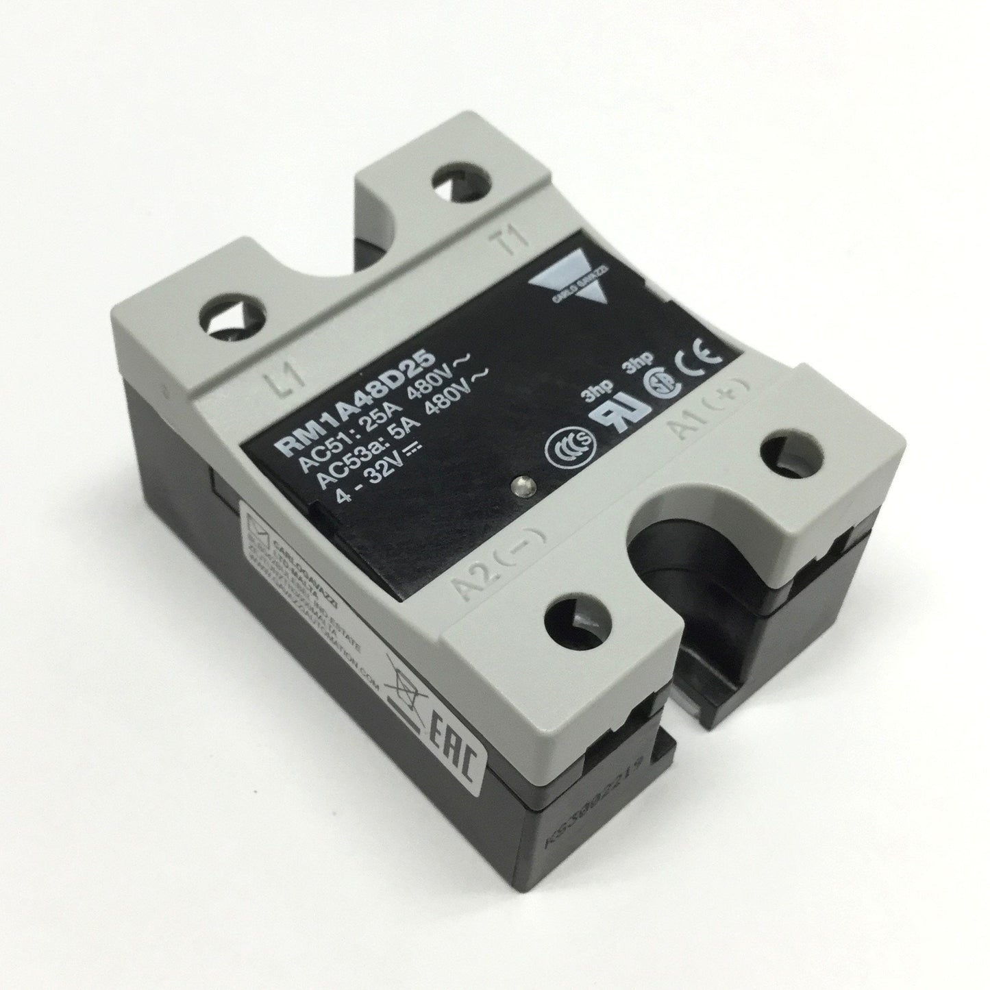 Used Carlo Gavazzi RM1A48D25 Solid State Relay SSR 4-32VDC Control, 480VAC 25A Rating