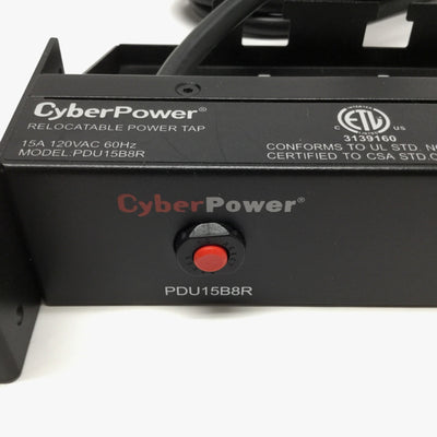 Used CyberPower PDU15B8R 19" 1U Rackmount Plug-In 8-Outlet Distribution Unit 120V 15A